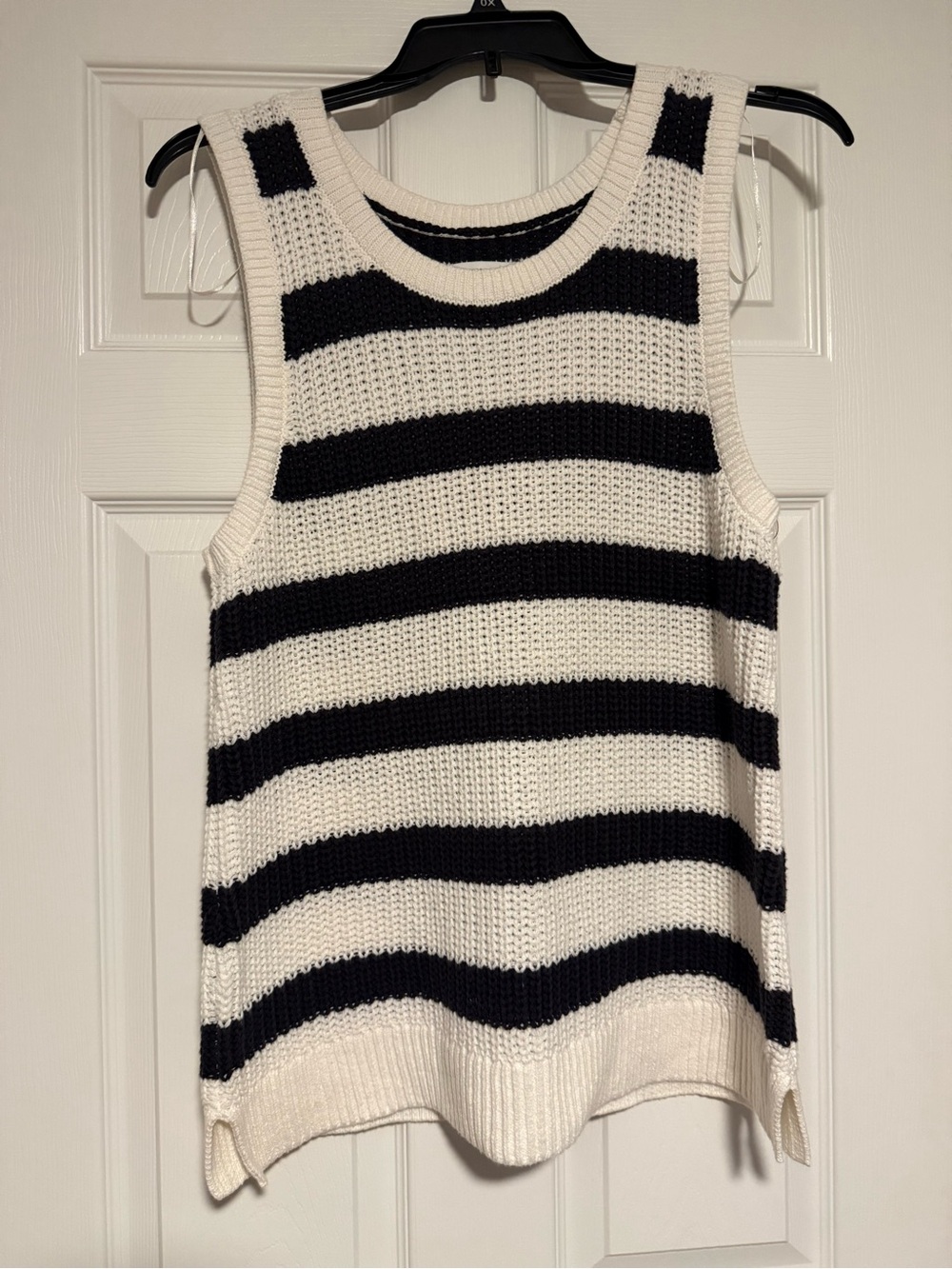 Striped Sleeveless Knit Tank - Black & White